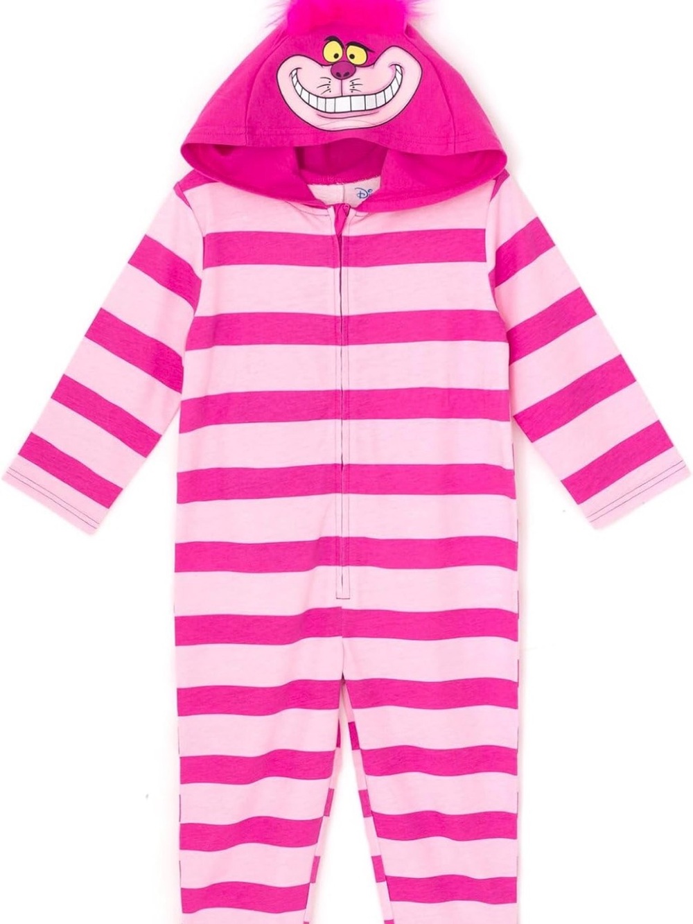 Disney Pink and Light Pink Striped Cheshire Cat Hooded Onesie